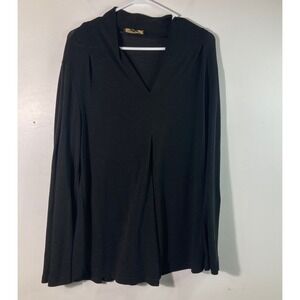 Womens Suzanne Betro V Neck Bell Sleeve Knit Tunic Black XL